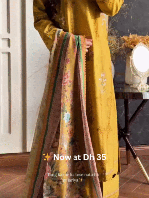 💛Mustard Yellow Floral Printed Lawn Suit with Dupatta