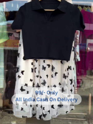 🖤 Stylish Girls' Party Dress - Butterfly Print